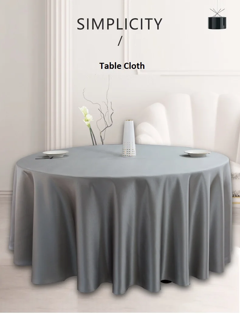 

Pure Color Satin Thicker Tablecloth, Big Round Table Cover