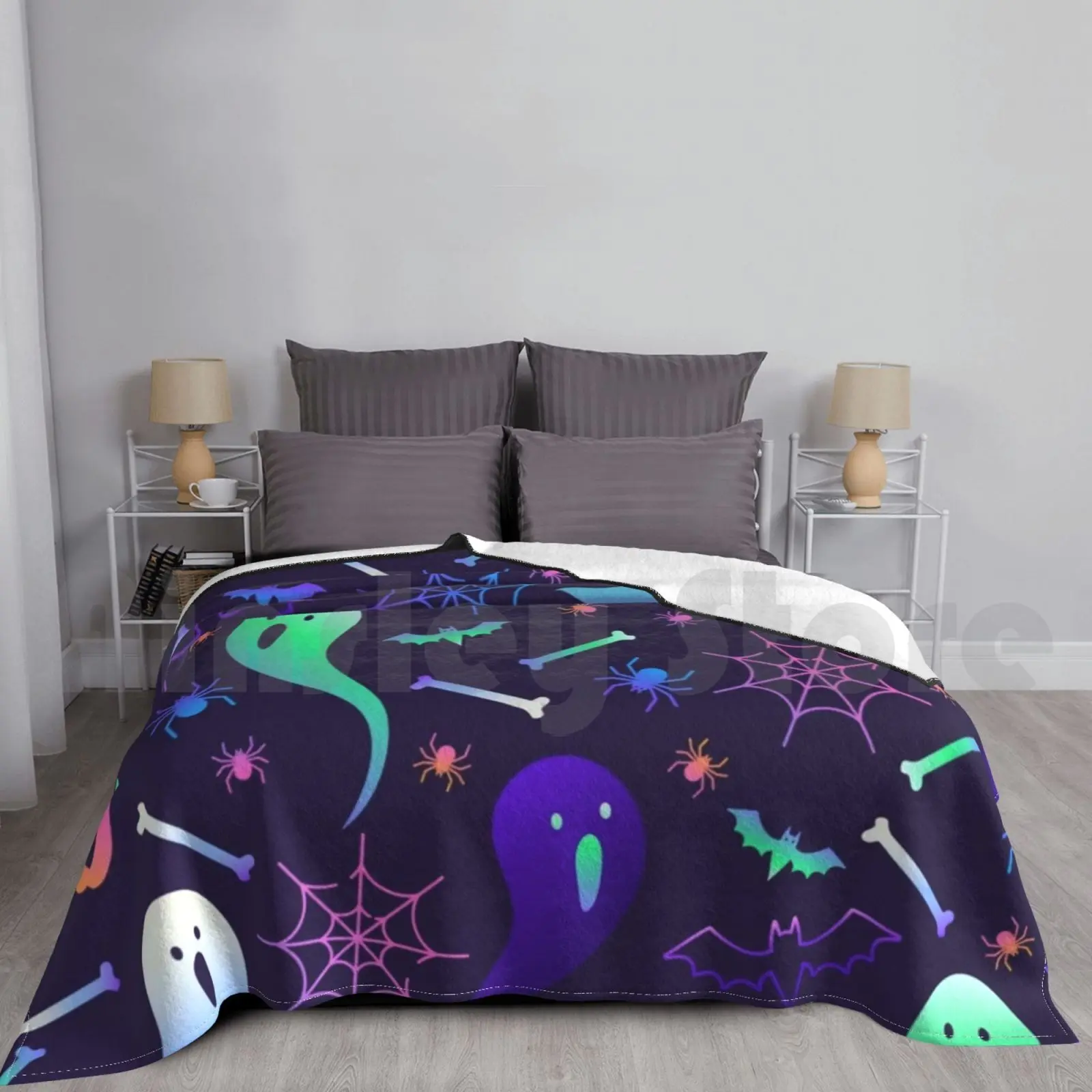 

Helloween Blanket For Sofa Bed Travel Funny Funny Funny Funny Funny Book Read Reading Library