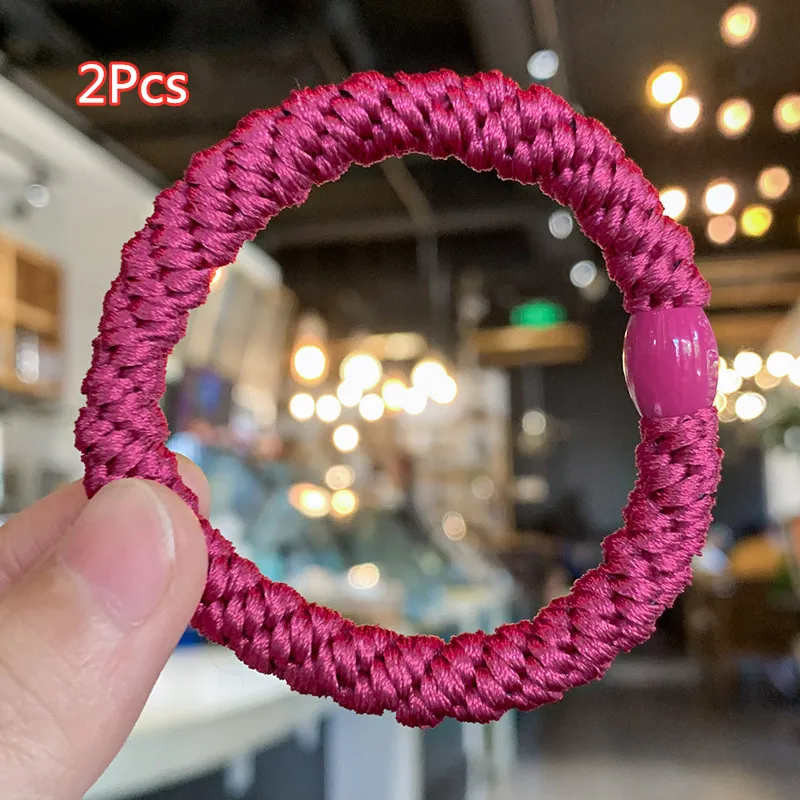 2Pcs New Braided Thick Nylon Elastic Rubber Band Solid Hair Band Stretch Hair Ring No Crease No Damage For Sports Daily Wearing designer hair clips Hair Accessories