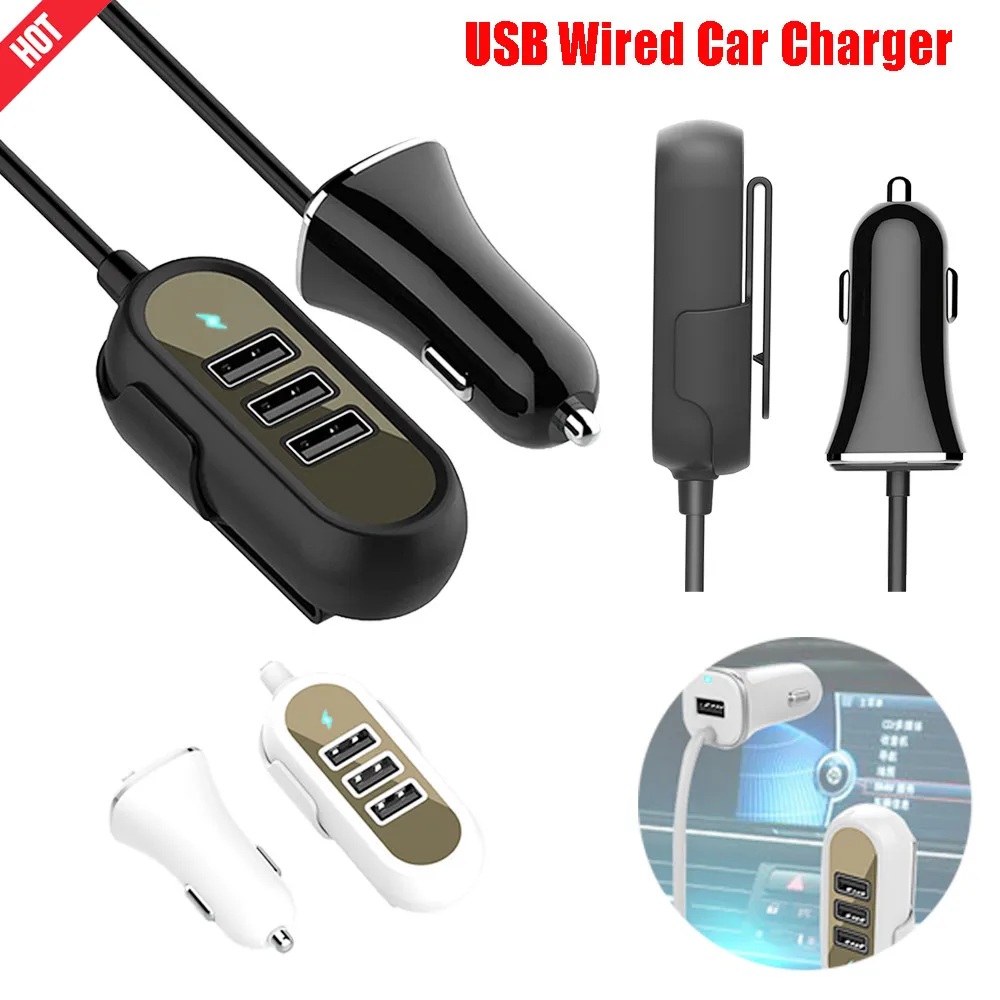 Car Universal 12V-24V 4Port 29W USB Charger Cable Length1.5m Adapter For Phone Charging inalámbrico беспроводная зарядка#G30