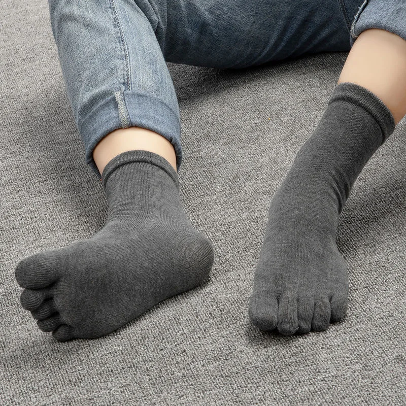 5 Pairs/Lot Women Men's Five Toe Socks Set Spring Winter High Quality  Cotton Business Black Tabi Short Socks for Male Big Size