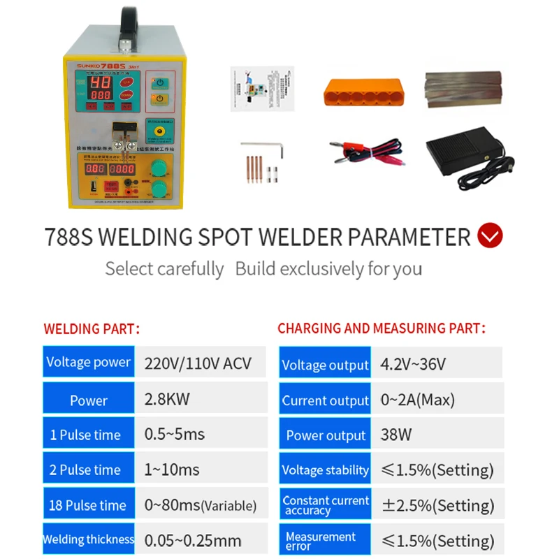 SUNKKO 788S точечный сварочный аппарат новое обновление 18650 кВт точечный сварочный аппарат точечная сварка батарея USB зарядка тест батарея как один