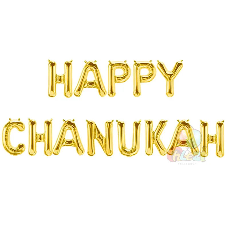 13 шт. счастливые hanukkah буквы шары 16 дюймов Розовое Золото Серебро Висячие шарик в форме букв chanukah баннер украшение для вечеринки поставки
