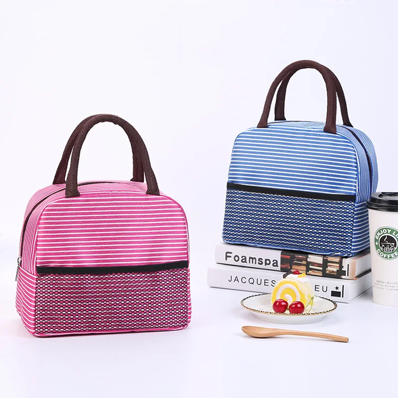 

MoneRffi Lunch bag Large-capacity Multi-color Striped Spot Student With Aluminum Foil Lunch Bag Insulation Package