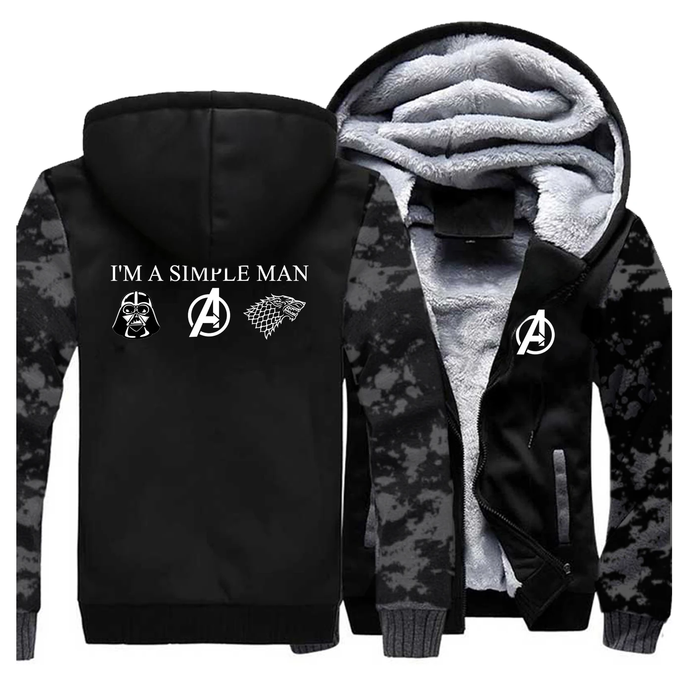 Игра престолов зимняя Толстовка I'm Simple Man Love Star Wars Мстители зимняя толстовка реглан пальто толстая молния уличная одежда - Цвет: Vintage Gray 5