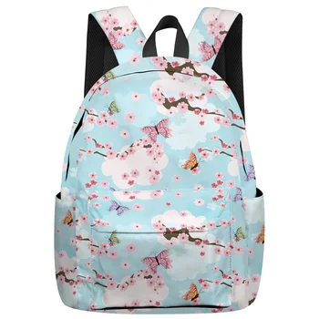 

Fashion Cartoon Backpack Butterfly Flower VCherry Blossom Pink Spring College Students Laptop Backpack Book Bag