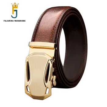 

FAJARINA 2020 New Men's Quality Design Cowhide Leather for Belt Alloy Automatic Metal Men Casual Genuine Belts 35mm Wide ZDFJ380