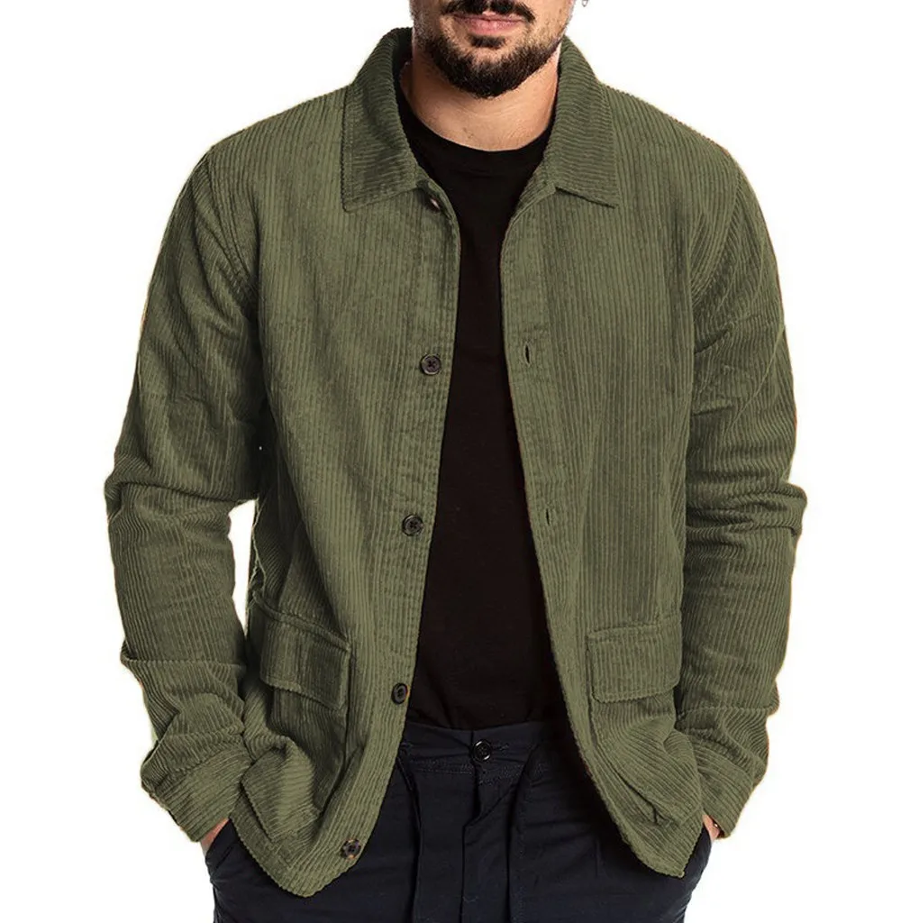 Мужская модная зимняя куртка мужская пуховик мужская s Осенняя мода Пальто Повседневное с длинным рукавом Твердые Топы вельветовые повседневные блузки