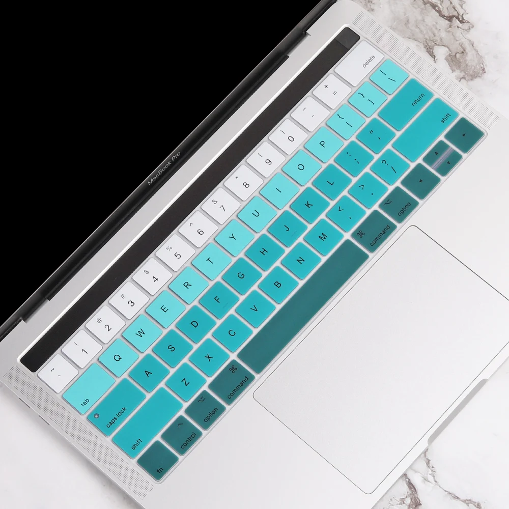 Цветной силиконовый чехол для клавиатуры с градиентом США для MacBook Pro 13 15 дюймов Touch bar A2159 A1989 a90. протектор клавиатуры - Цвет: Gradient Green