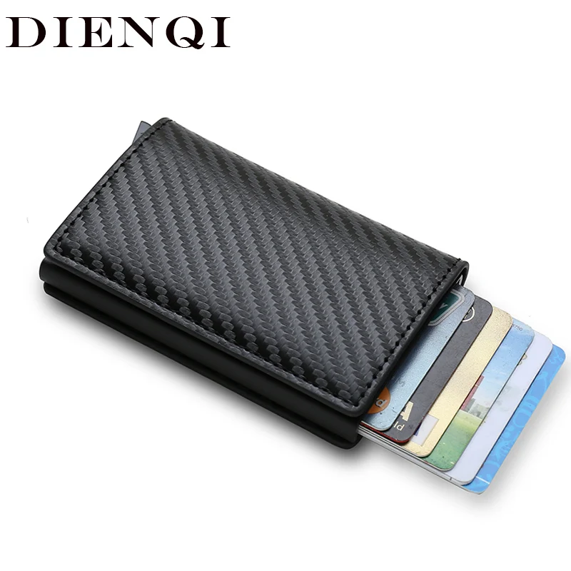 Short Purse Wallets Card-Holder Money-Bag Rfid Thin Slim Black Vintage Small DIENQI Male
