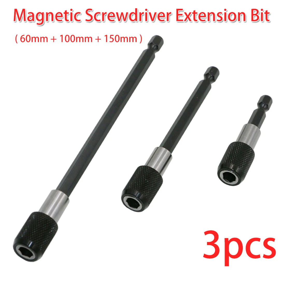 

Extension Rod Tools Set 3pcs 1/4" Quick Hex Shank Release Magnetic Screwdriver Extension Bit Holders 60mm 100mm 150mm