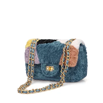 

2020 Newest Autumn and Winter Soft Fur Cute Crossbody Bag Chain Strap Designer Bags Elegant Flap Velvet Shoulder Bag
