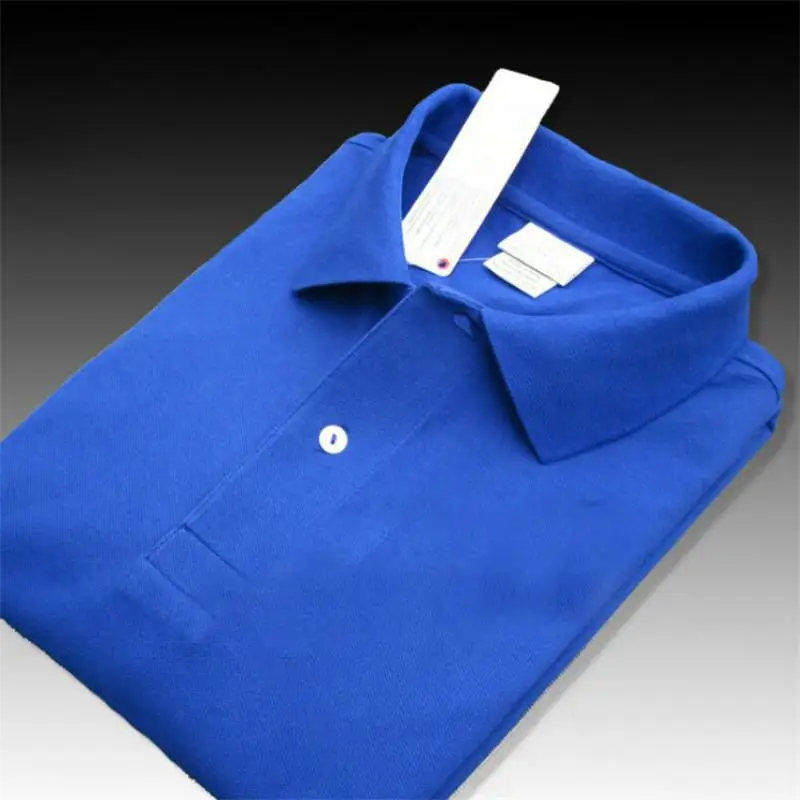 Высокое качество, крокодиловые летние новые мужские рубашки поло с коротким рукавом, хлопок, повседневные однотонные мужские футболки, модные мужские футболки - Цвет: Синий
