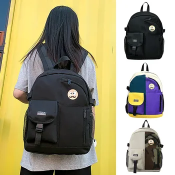 

Female Print Smiley Backpack Student School Bag Mochila Feminina Male Personality Korean Street Trend Campus Backpack