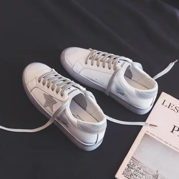 

White shoes women spring casual Joker women shoes reflective mesh red dirty shoes explosions flat lace-up shoes women