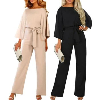 

Women's High Waist Lace Up Jumpsuits Romper Casual Office Lady Jumpsuits