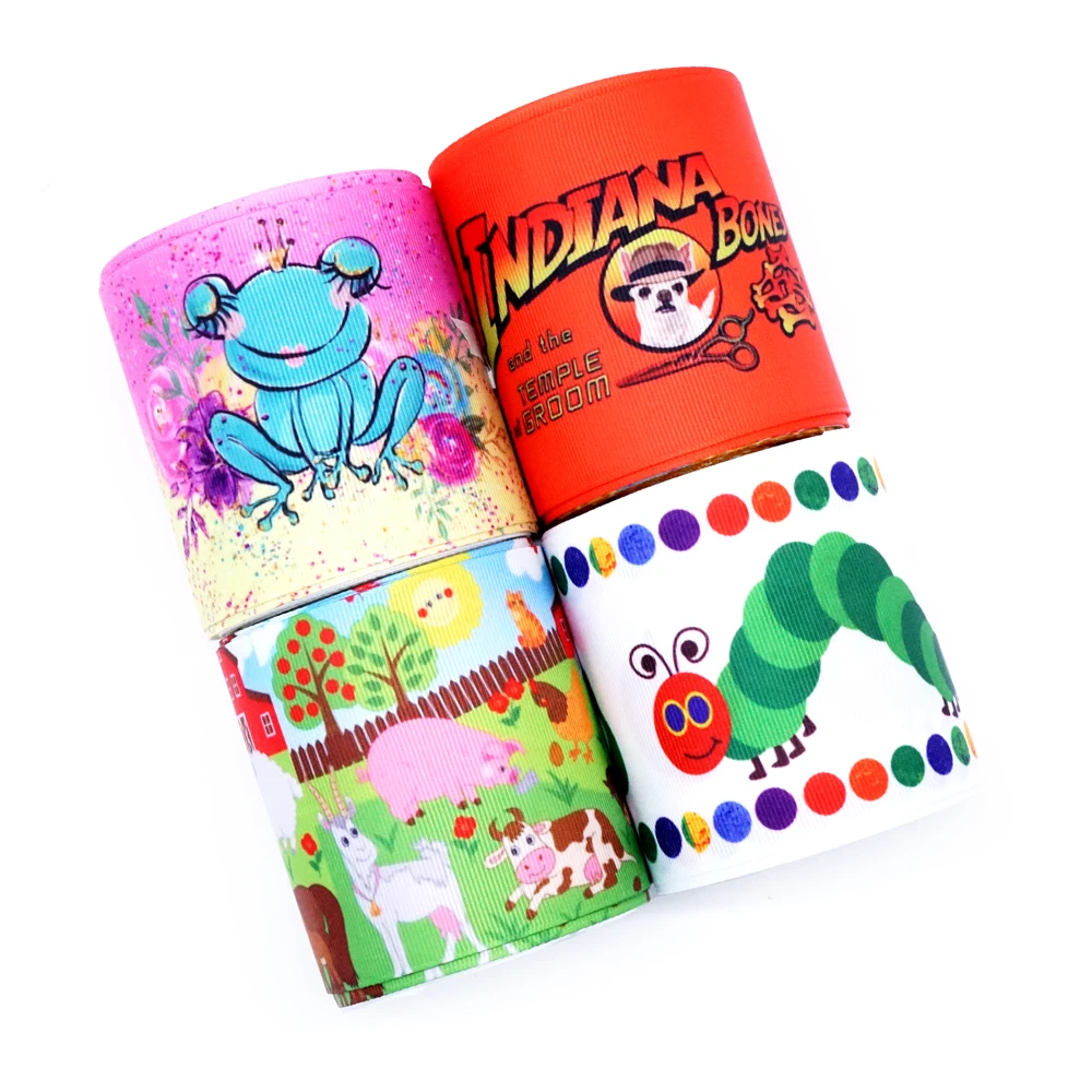 

Free shipping 50 yard per size cartoon ribbon printed grosgrain ribbon 32081