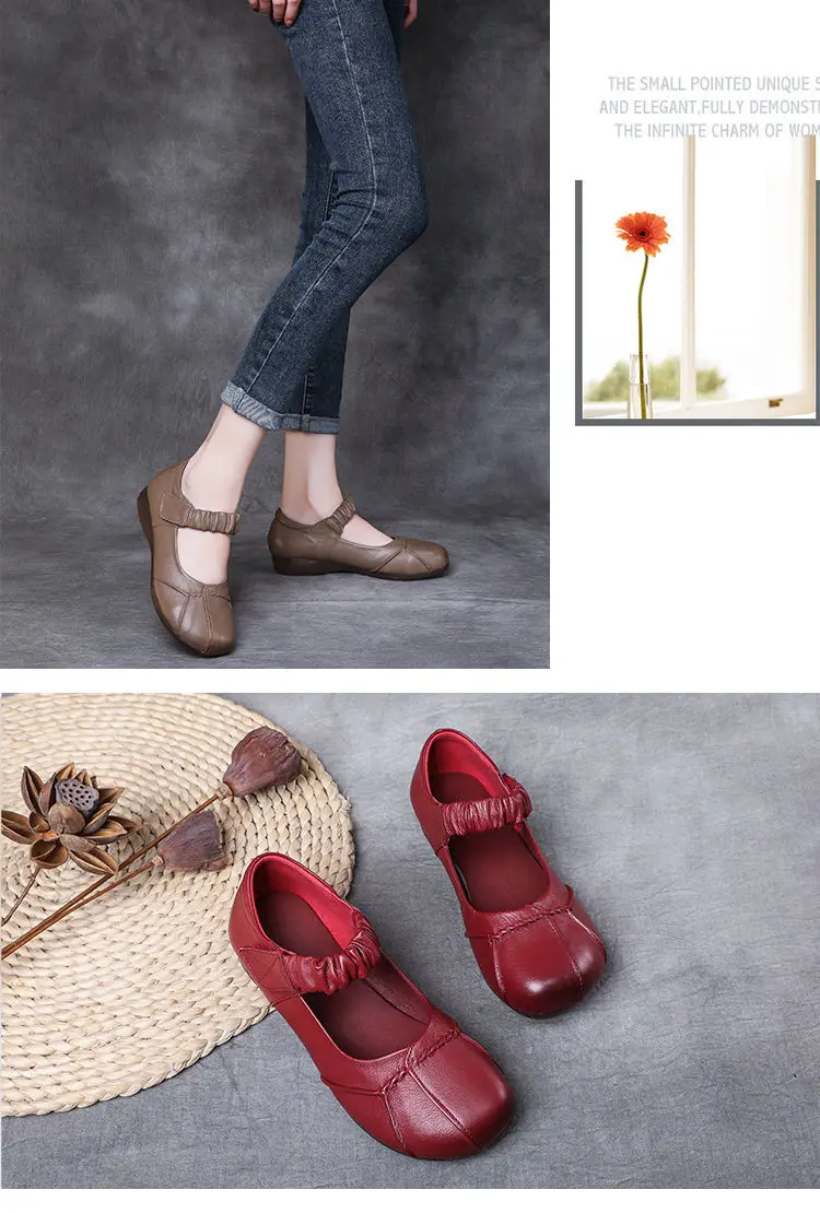 Plain White Mary Jane Shoes For Women Elastic Strap Ballet Flats Woman Dancing Shoes Autumn Loafers Ladies Genuine Leather Shoes