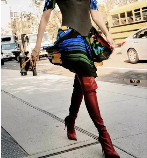 LEOPARD LAND The New Leather Classic Knee-high Boots Show Thin Thin Heel High Boots Thigh High Boots Women Shoes JXQ