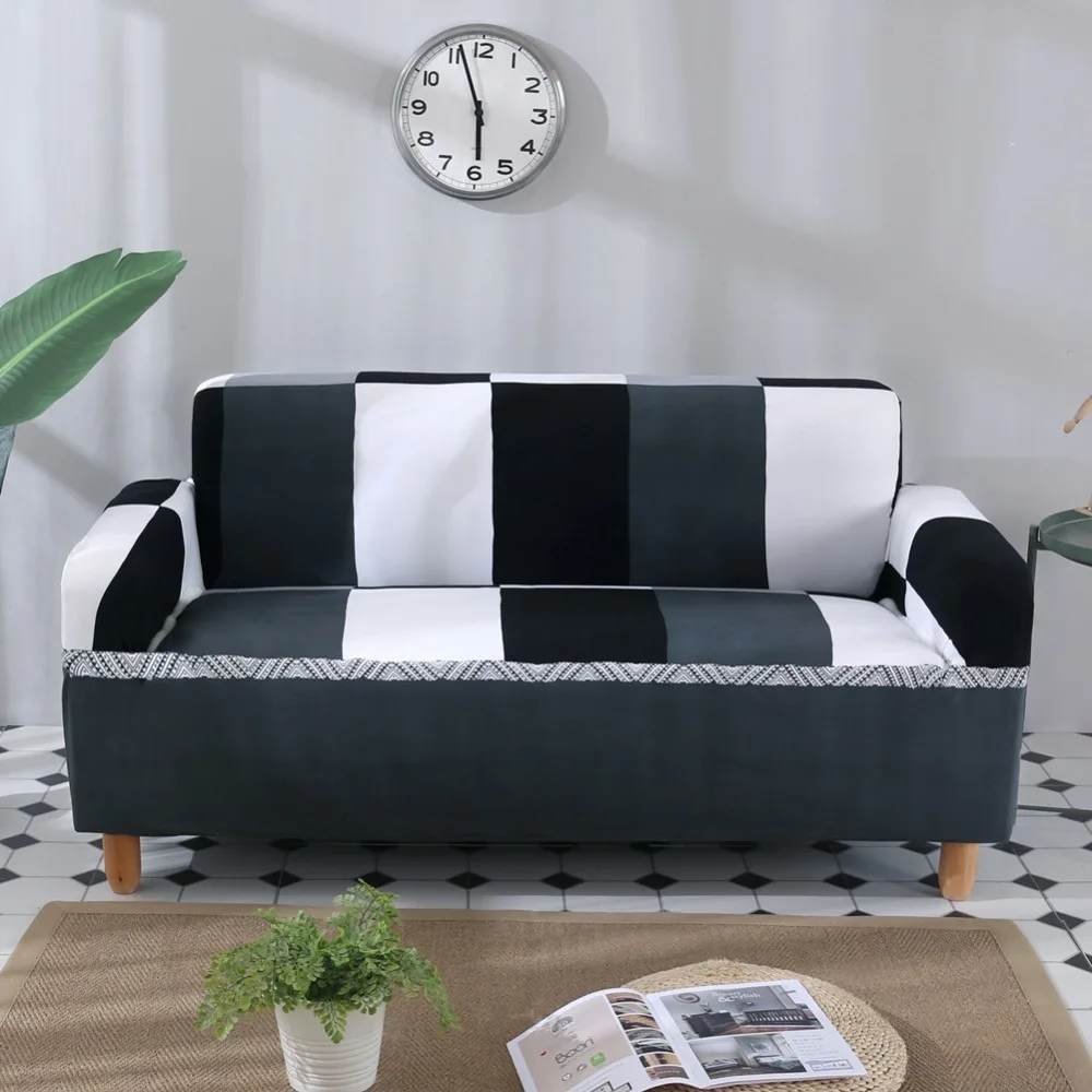 Однотонные универсальные противогрязные черно-белые безрукавные Чехлы для дивана кровати для комнаты стрейч диван-кровать Чехлы эластичные диванные кровати