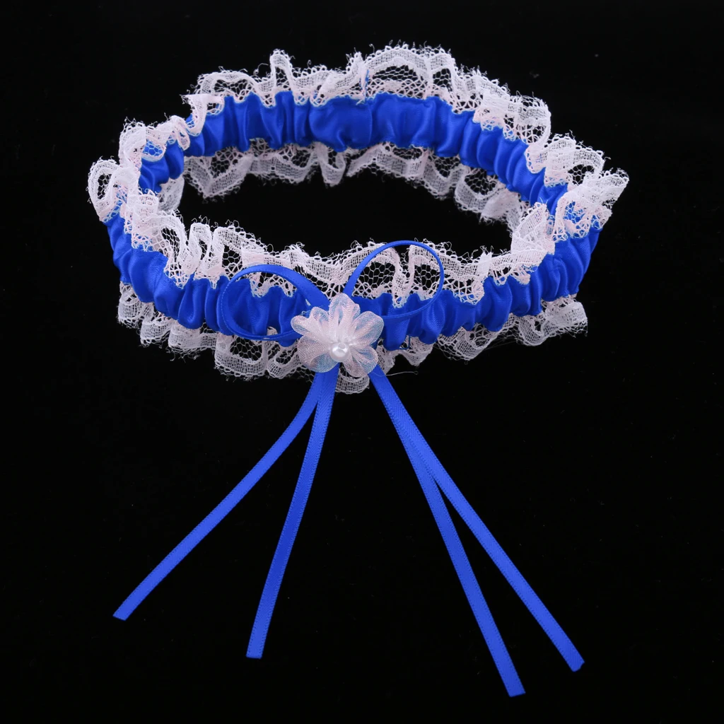 2Pcs Rustic Bridal Wedding Garter Floral Stretch Bridal Lace Satin Bowknot Thigh Ring Soft Socks Hen Party Lace Pearls Garter