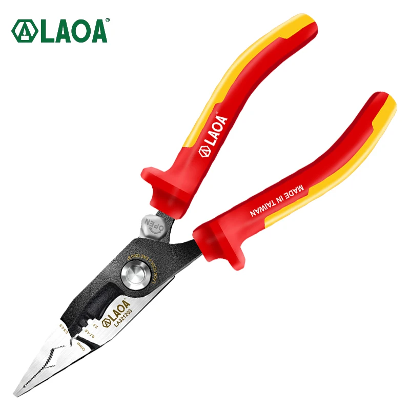 LAOA VDE Needle-nose pliers Multifunction High voltage resistance 1000V insulated Wire Cutter Cable Cutting Pliers Strippers