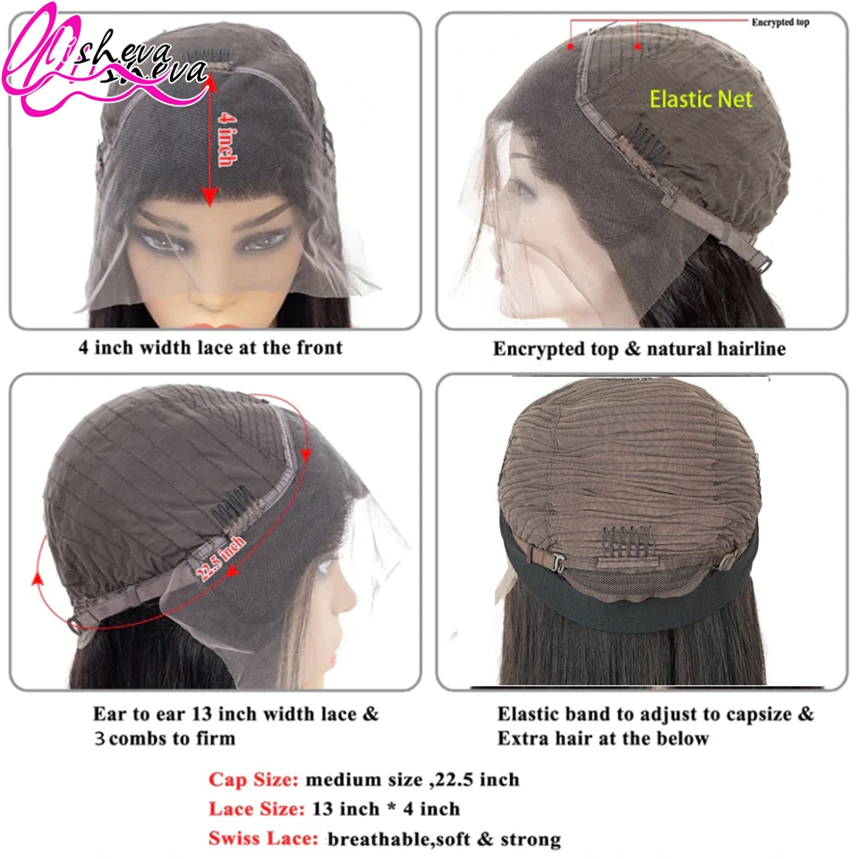 Peruca de Cabelo Peruca do Laço para as Mulheres Onda do Corpo Dianteira do Laço Perucas de Cabelo Frontal do Laço Destaque Humano Peruca Arrancadas 13x4 4x4 Fechamento Pré 5 Apliques e perucas