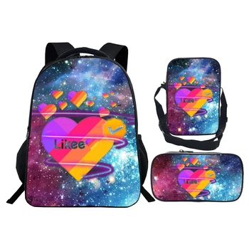 

3D Print "LIKEE 1 (Like Video)" Backpack Russia Type Likee School Bag 3pcs/set Zipper Bagpack Bookbag Girls Boys Mochila Escolar