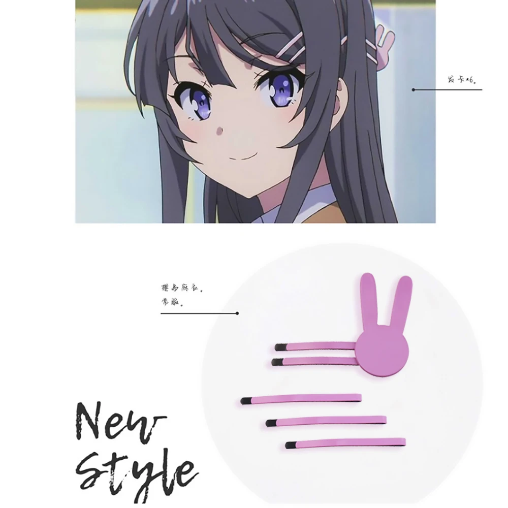Anime Seishun Buta Yarou Series Sakurajima Mai Hair Clip Kawaii Lolita Girls Rabbit Cosplay Hairpin Pink Headwear Accessories hair accessories hair clips cosplay headpiece cosplay accessories