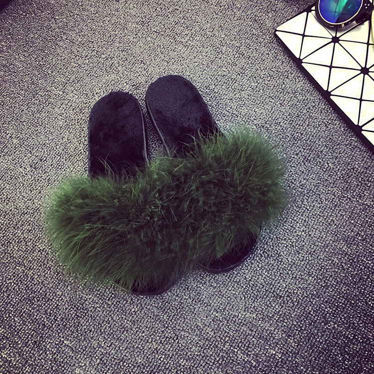 Charming 4 Color Ostrich Hair Slippers Fur Furry Slide Flip Flops Women Home Female Sweet Fenty Indoor Soft Comfotable | Обувь