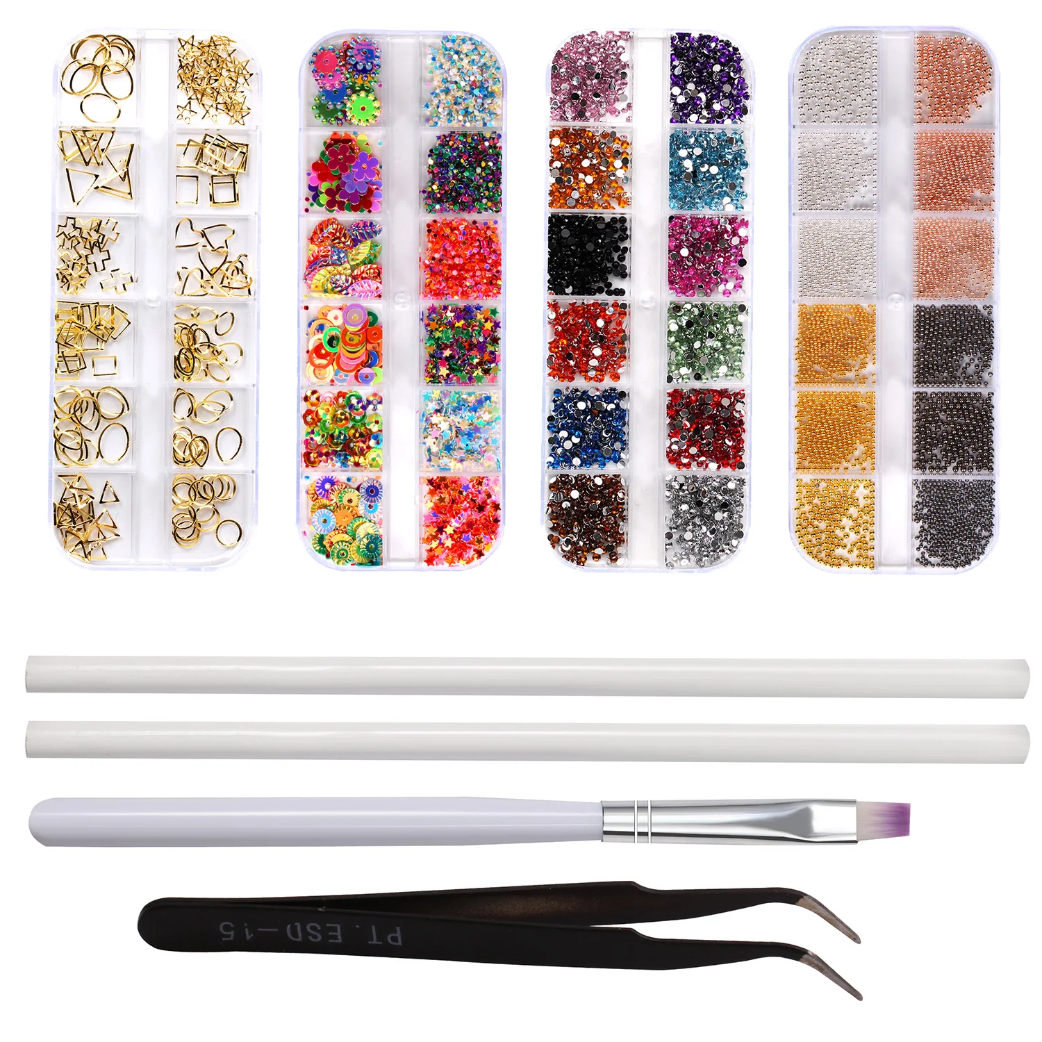 Nail Dotting Pen Crystal Beads Handle Rhinestone Studs Picker Wax Pencil Manicure Nail Art Tool Painting Brush Nail Tweezer