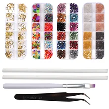 Nail Dotting Pen Crystal Beads Handle Rhinestone Studs Picker Wax Pencil Manicure Nail Art Tool Painting Brush Nail Tweezer