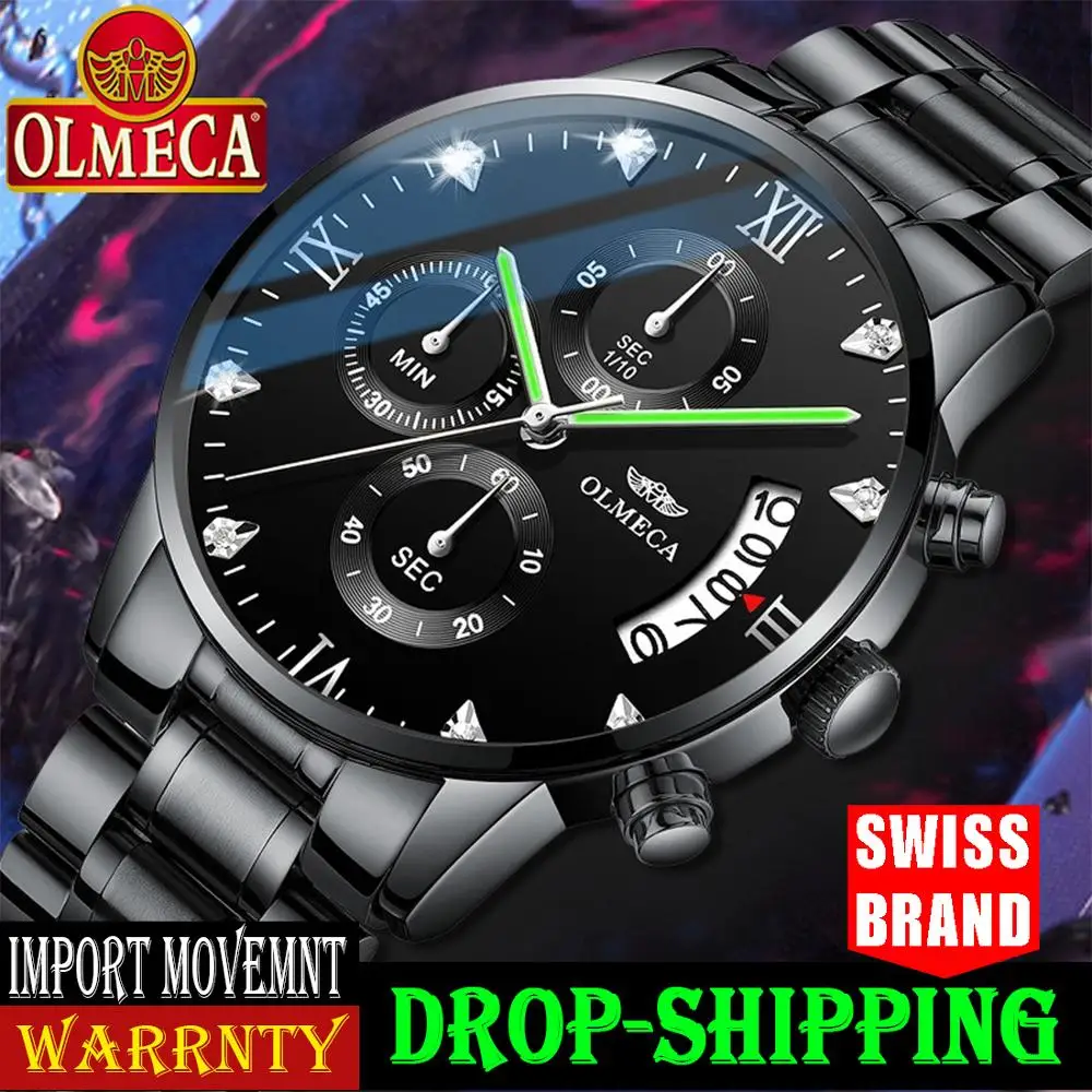 OLMECA Мужские часы Роскошные спортивные модные военные водонепроницаемые кварцевые наручные часы Relogio Masculino Известный Топ бренд часы будильник