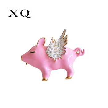 

XQ Zinc Alloy Drops Piglet Brooch Cartoon Animal Woman Accessories Pins Fashion New Girl Badge