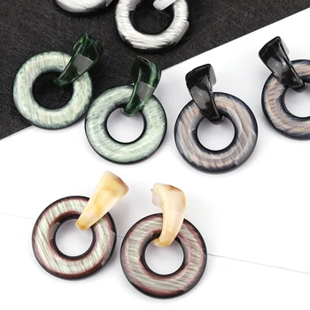 

AENSOA Unique Resin Acrylic Drop Earrings For Women Korean Multicolor Round Statement Pendant Earrings Fashion Jewelry INS