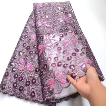 

Hot sale embroidery glitter African french organza sequins lace fabric for wedding 2019 high quality Nigerian tulle lace Wo385
