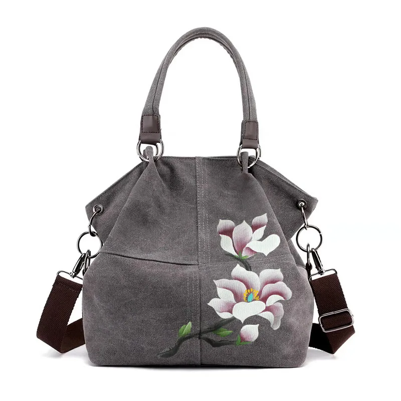 

Ougger Women's Shoulder Bag Handbag Large Capacity Canvas Zipper Printing Fashion Vintage National style Crossbody Bag