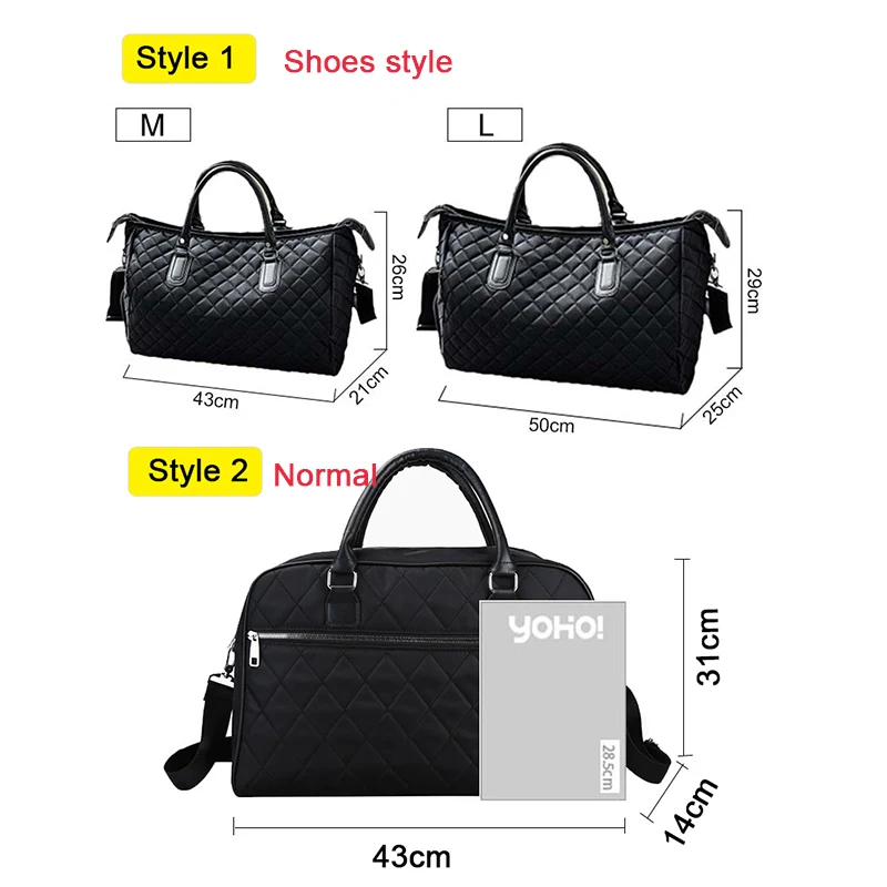 Diamond Lattice Gym Shoe Bags Sport Bag for Women Fitness Over the Shoulder Travel Luggage Bag Handbags Male Nylon Black XA745WD 2
