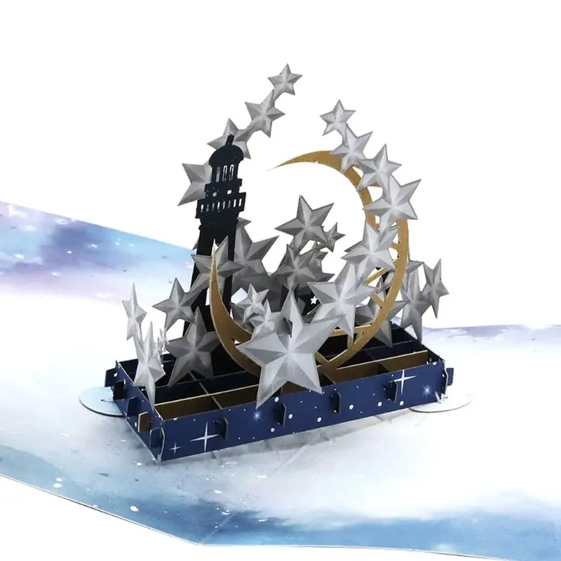  1pc 3D Pop Up Star Moon Greeting Cards Postcards Invitations with Envelop Birthday - 4.00038E+12