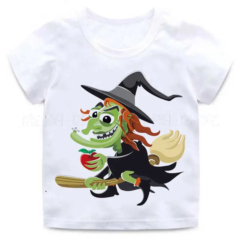 T Shirt Cartoon Baby Kids Boys Girls Children Cotton Short Sleeves Summer Clothing Print Halloween bat costume fashion witch Tee