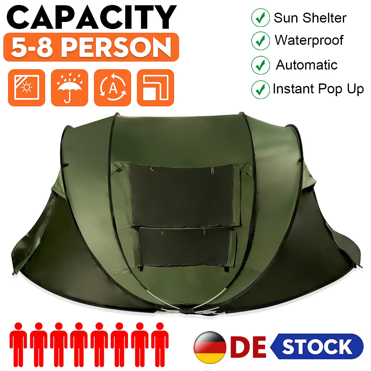34 Persons Throw Tent Outdoor Automatic Tents Double Layers Large 58