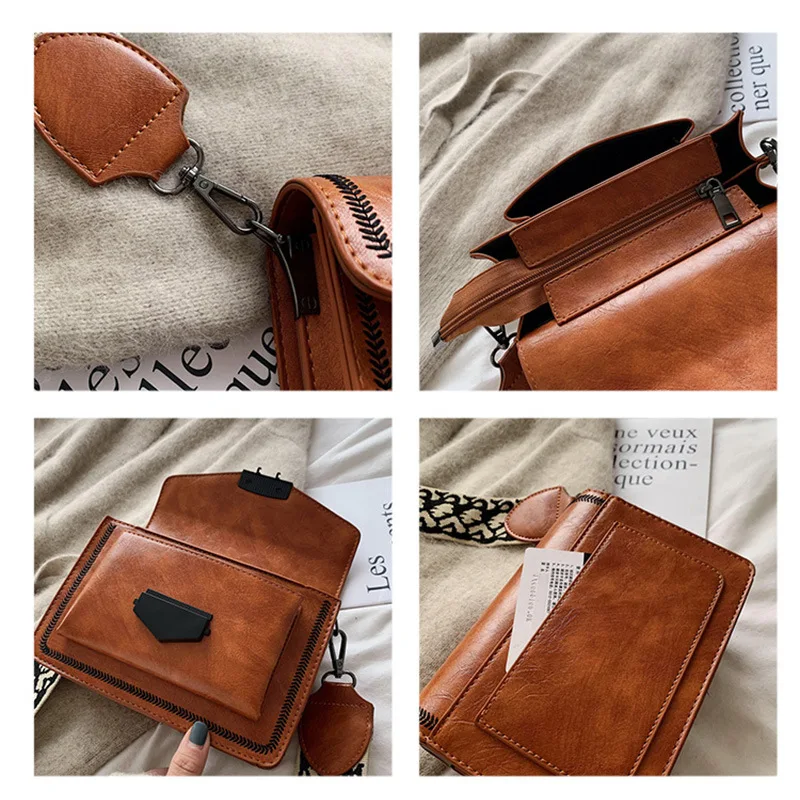 

2019 Winter New Style WOMEN'S Bag Korean-style Car Suture Square Sling Bag Ethnic-Style Lock Envelope WOMEN'S Bag