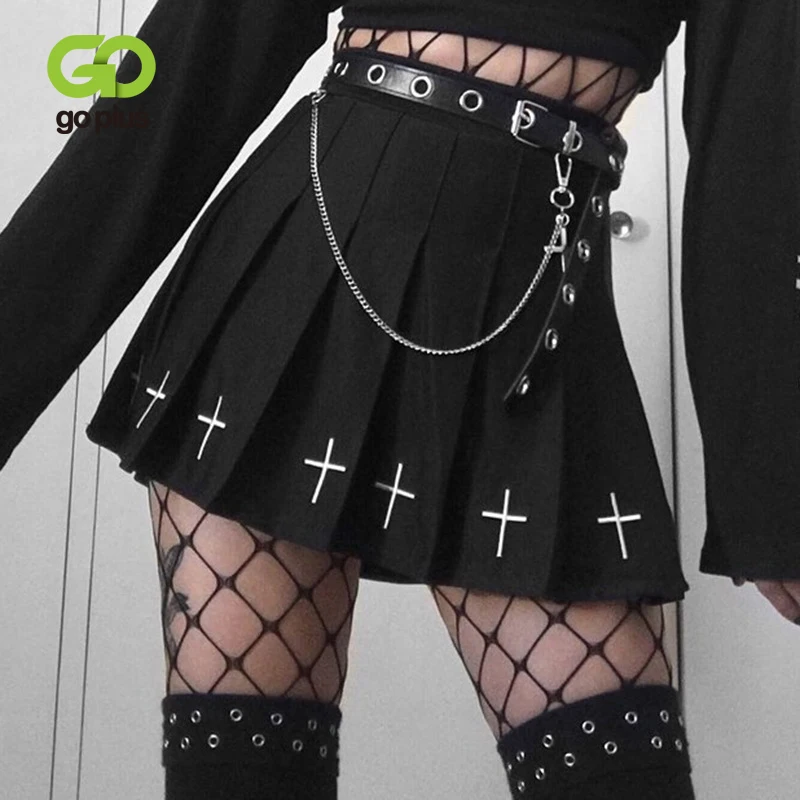 

GOPLUS Women's Skirt A-line High Waist Black Pleated Plus Size Mini Woman Skirts Faldas Mujer Moda 2020 Femme Jupes