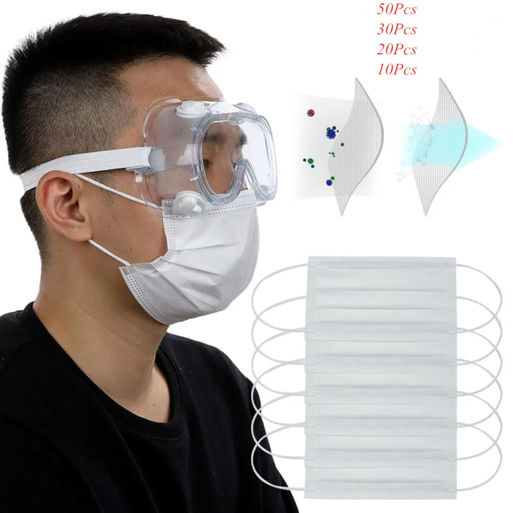 

50Pcs high quality Face Masks N95 Ear Loops Disposable Non-Woven white blue Daily Care Masks Dust Safety Mask Hot Sale
