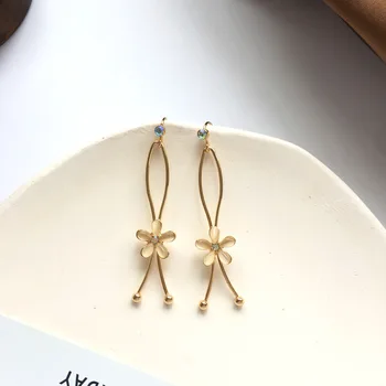 

Fashion Simple Cool Long Beautiful MORI Series Fairy Sense Elegant Ear Hook Campus Goddess Flower Pure Ear Stud