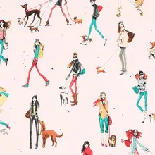 Однотонная хлопковая ткань с принтом собаки из мультфильма для девочек, ручная работа, одежда для детей, хлопок, CR-238