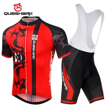 

Queshark Summer Cycling Jersey Set Breathable Team Racing Sport Bicycle Jersey Mens Cycling Clothing Short MTB Bike Jersey