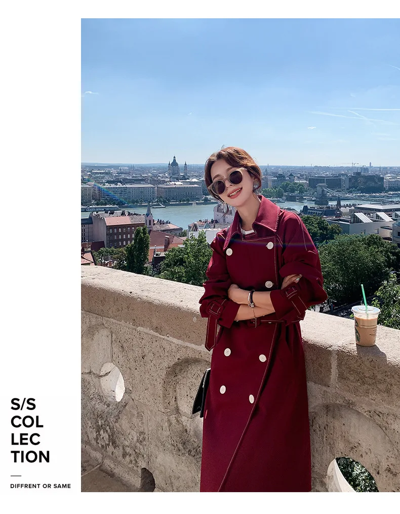 Новое Осеннее женское платье для фотосессии, Ретро стиль, британский стиль, двубортное, с талией, на шнуровке, длинное пальто, открытая проволока Tr