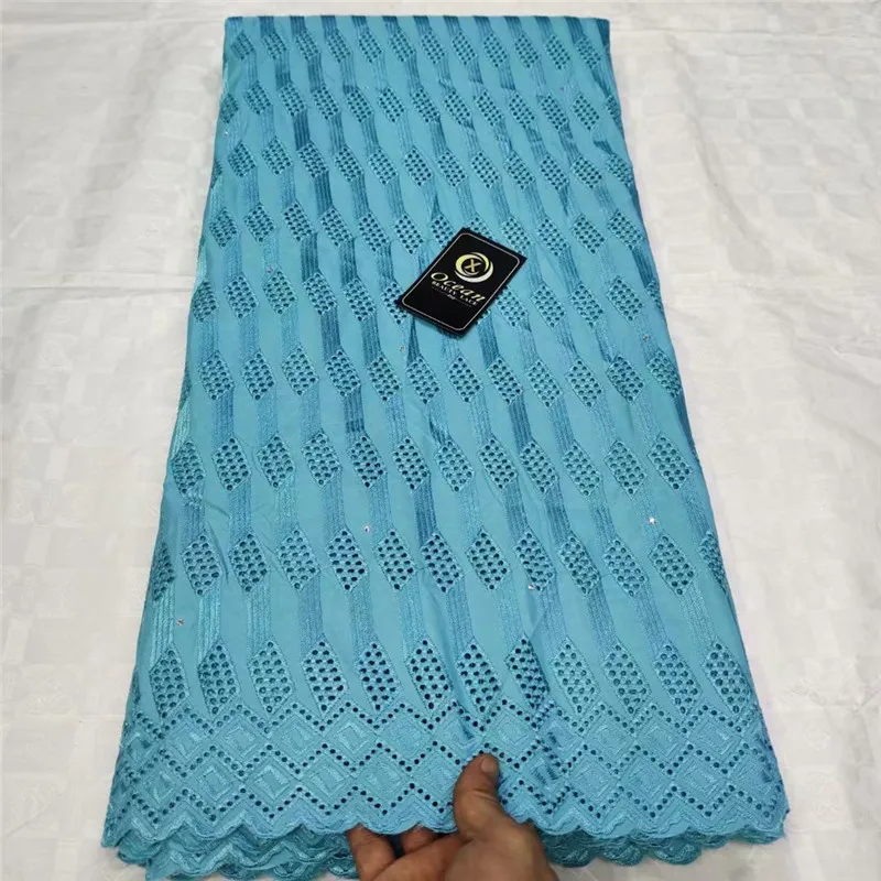 

Hot Selling Nigerian Cotton Polish Fabric For Men High Quality Swiss Polish Lace Material 5Yards With Stones 14L090905
