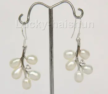 

Dangle 17X26mm leaves white pearls Earrings